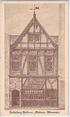 Vintage Postcard of The Heidelberg Hofbrau Restaurant Madison, Wisconsin $10.00