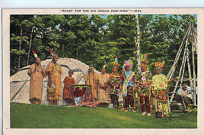 Vintage Postcard of "Ready For The Big Indian Pow-Wow" $10.00