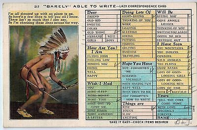 Vintage Postcard of "Barely" Able to Write- Lazy Correspondence Card $10.00