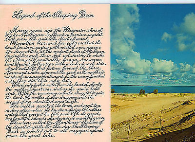 Vintage Double Postcard of Legend of the Sleeping Bear, Glen Haven, MI $10.00