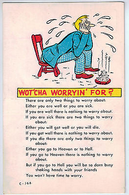 Vintage Postcard of Wot'cha Worryin' For? $10.00