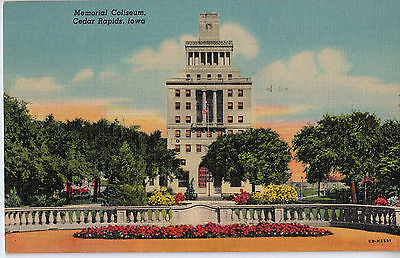 Vintage Postcard of Memorial Coliseum, Cedar Rapids, Iowa $10.00