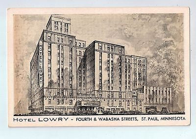 Hotel Lowry, Fourth & Wabasha, St. Paul Minnesota Vintage Postcard $10.00