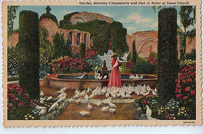 Vintage Postcard of Garden Showing Campanario and Part of Runis of Stone Church $10.00