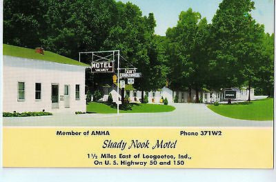 Vintage Postcard of The Shady Nook Motel 1 1/2 mi from Loogootee, IN $10.00