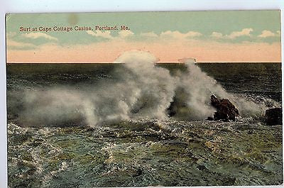 Vintage Postcard of Surf at Cape Cottage Casino, Portland, ME $10.00