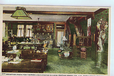 Vintage Postcard of Reception Room Postum Cereal CO in Battle Creek, MI $10.00