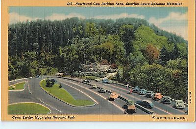 Vintage Postcard of Newfound Gap Parking Area, Showing Laura Spelman Memorial $10.00