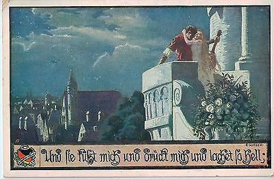 Vintage Postcard of a Couple on a Balcony, Germany $10.00