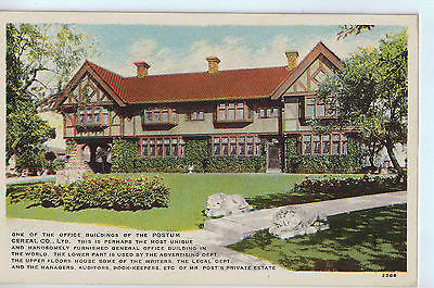 Vintage Postcard of Postum Cereal CO Office Building in Battle Creek, MI $10.00