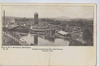 Vintage Postcard Looking South From City Hall Tower, Wausau, WI $10.00
