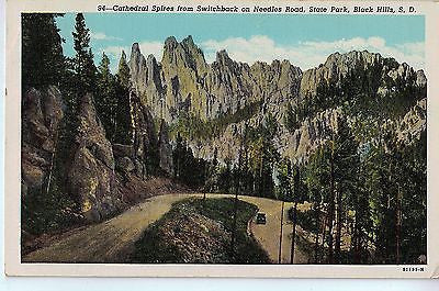 Vintage Postcard of Cathedral Spires from Switchback on Needles Road SP, SD $10.00