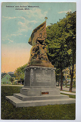 Vintage Postcard of Soldiers' and Sailors' Mounument in Jackson, MI $10.00
