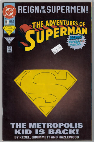 Adventures of Superman Issue # 501 with mini poster DC Comics $3.50
