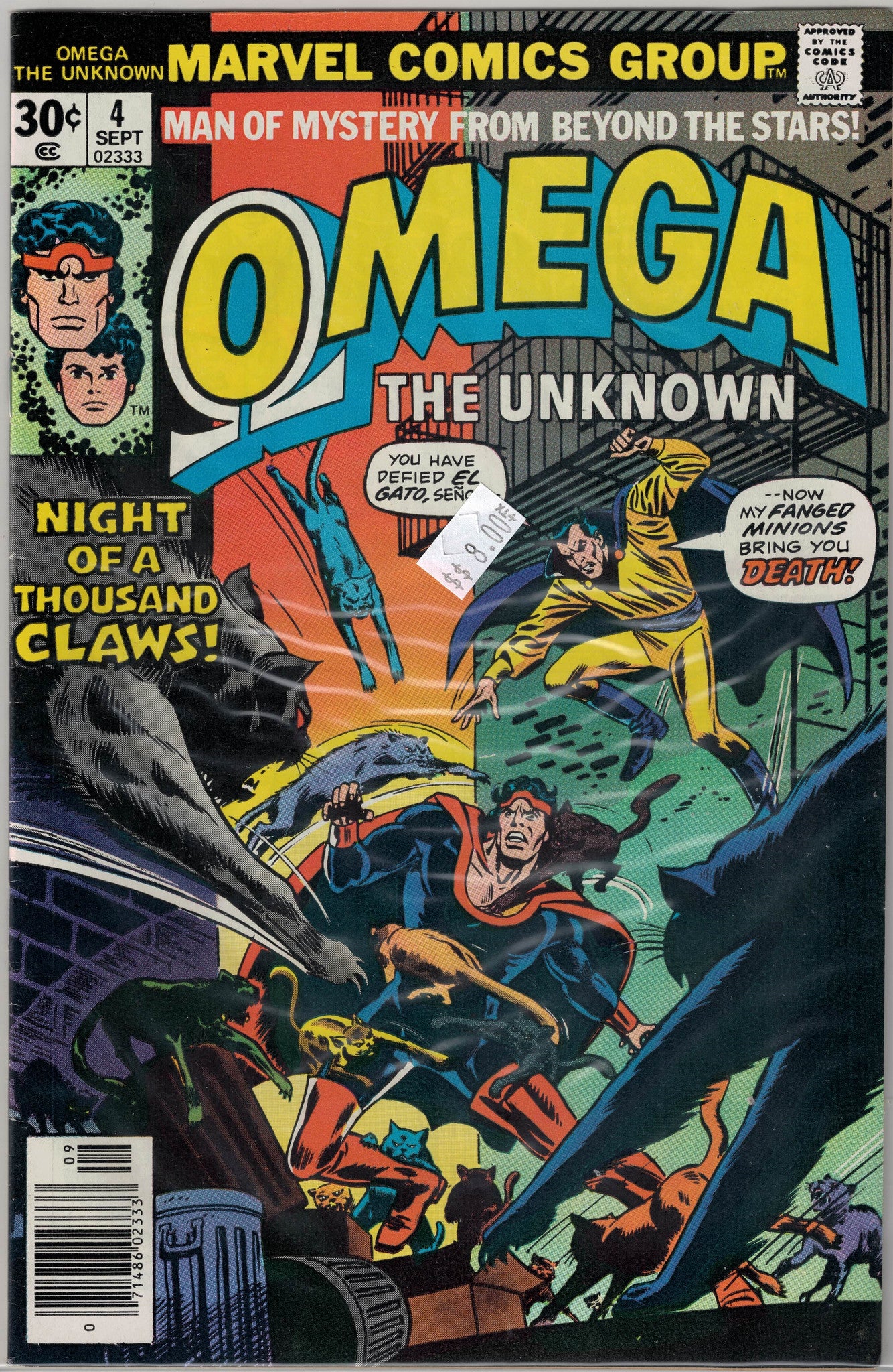 Omega The Unknown Issue 4 Marvel Comics 8.00 Schofield Coin