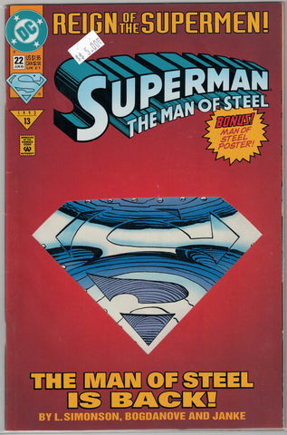 Superman The Man of Steel Issue # 22 DC Comics $5.00